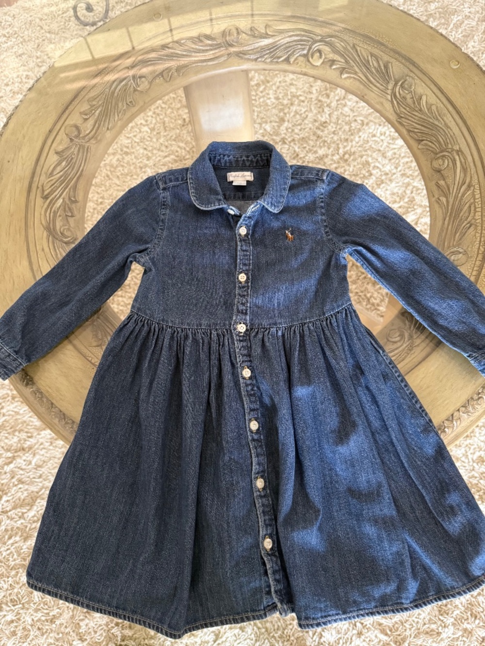Polo Ralph Lauren Baby Girls Denim Cotton Shirtdress Size 24 Months